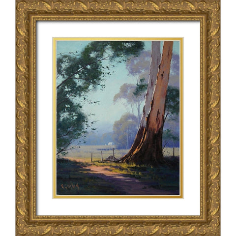 Kangaroo Landscape Gold Ornate Wood Framed Art Print with Double Matting by Gercken, Graham