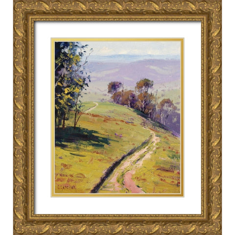 Track Across The Hills Kanimbla Gold Ornate Wood Framed Art Print with Double Matting by Gercken, Graham