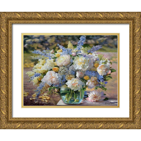 Yellow Blue Gold Ornate Wood Framed Art Print with Double Matting by Kopania, Zbigniew
