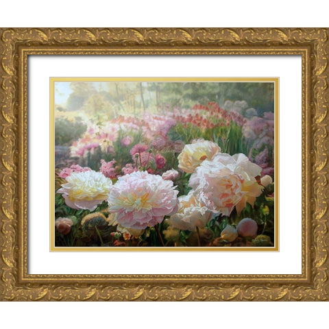 Afternoon in the Garden Gold Ornate Wood Framed Art Print with Double Matting by Kopania, Zbigniew