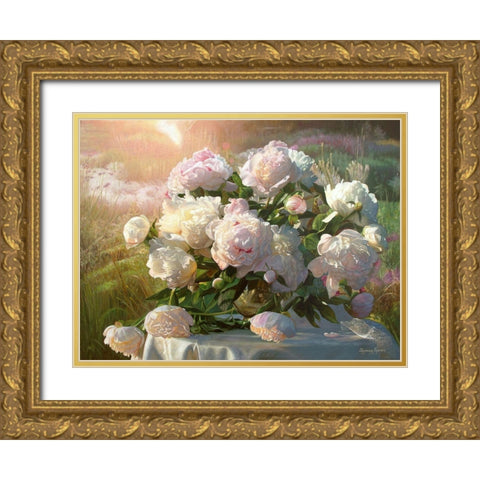 Bouquet in the Garden Gold Ornate Wood Framed Art Print with Double Matting by Kopania, Zbigniew