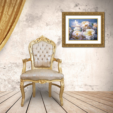 Luminous Peonies Gold Ornate Wood Framed Art Print with Double Matting by Kopania, Zbigniew