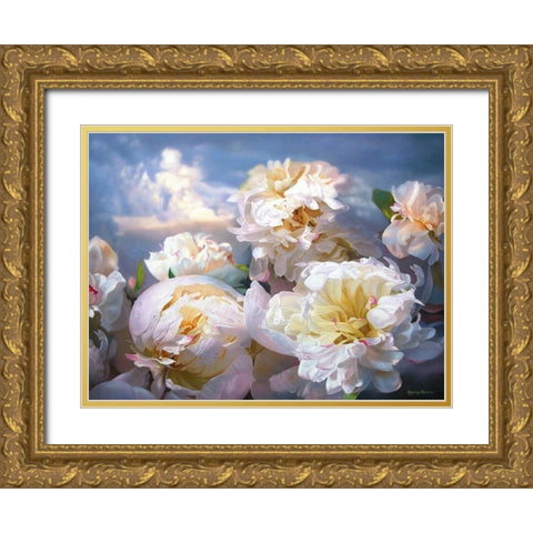 Luminous Peonies Gold Ornate Wood Framed Art Print with Double Matting by Kopania, Zbigniew