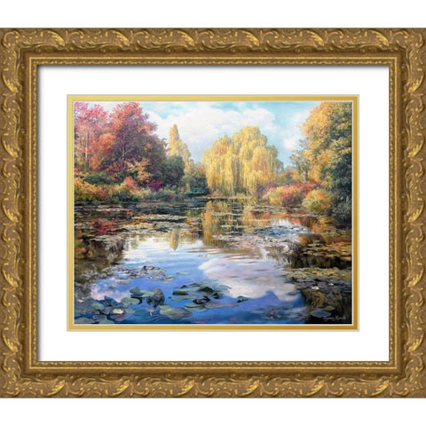 A Garden Monet Style II Gold Ornate Wood Framed Art Print with Double Matting by Kopania, Zbigniew