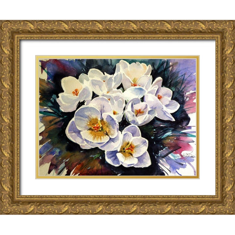 Crocus Gold Ornate Wood Framed Art Print with Double Matting by Kovacs, Anna Brigite