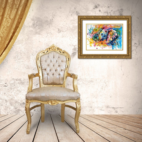 Colorful Elephant  Gold Ornate Wood Framed Art Print with Double Matting by Kovacs, Anna Brigite