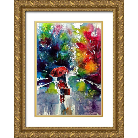 Walk Alone Gold Ornate Wood Framed Art Print with Double Matting by Kovacs, Anna Brigite