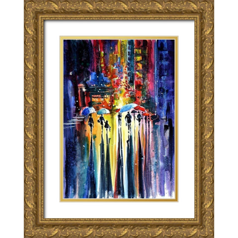 Walk at Night Gold Ornate Wood Framed Art Print with Double Matting by Kovacs, Anna Brigite