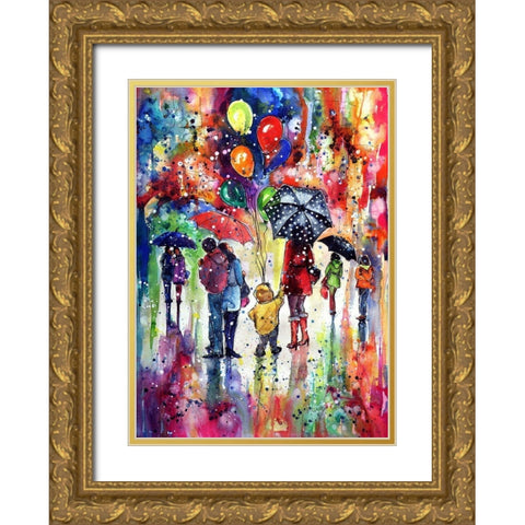 First Snow at Happy Day Gold Ornate Wood Framed Art Print with Double Matting by Kovacs, Anna Brigite