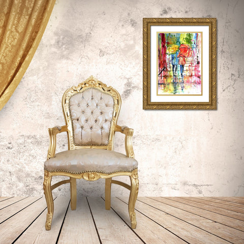 Raining Gold Ornate Wood Framed Art Print with Double Matting by Kovacs, Anna Brigite