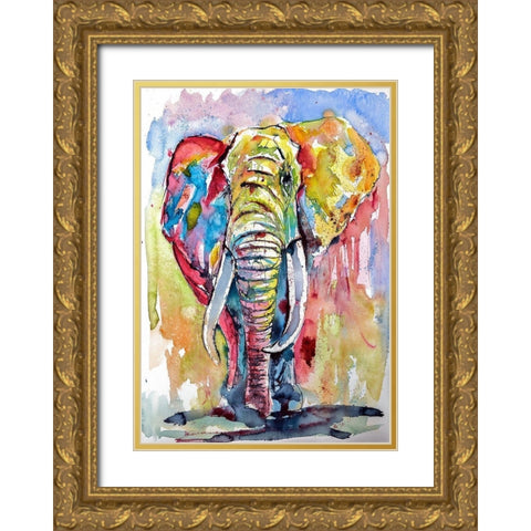 Majestic African Elephant Gold Ornate Wood Framed Art Print with Double Matting by Kovacs, Anna Brigite