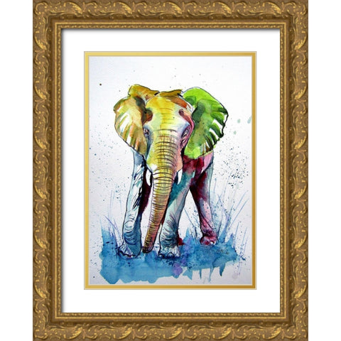 Happy Elephant I Gold Ornate Wood Framed Art Print with Double Matting by Kovacs, Anna Brigite