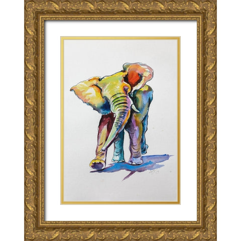 Elephant Playing Gold Ornate Wood Framed Art Print with Double Matting by Kovacs, Anna Brigite
