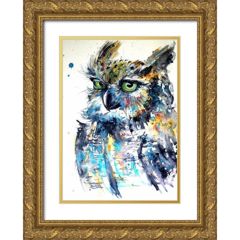 Owl II Gold Ornate Wood Framed Art Print with Double Matting by Kovacs, Anna Brigite