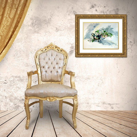 Still Life with Floral Gold Ornate Wood Framed Art Print with Double Matting by Kovacs, Anna Brigite