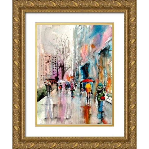 Rain Gold Ornate Wood Framed Art Print with Double Matting by Kovacs, Anna Brigite