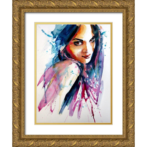 Portrait of Beauty Gold Ornate Wood Framed Art Print with Double Matting by Kovacs, Anna Brigite
