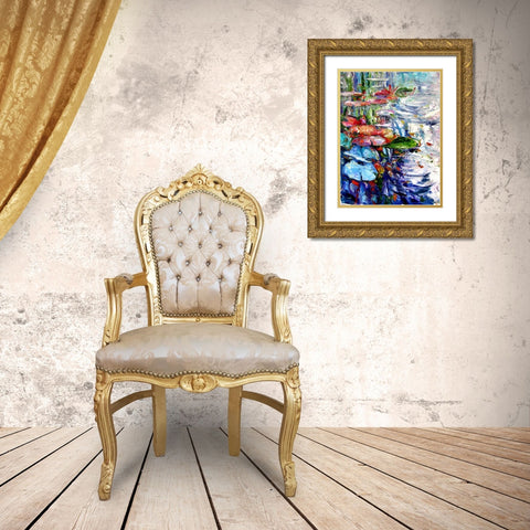 Watter Lilly Gold Ornate Wood Framed Art Print with Double Matting by Kovacs, Anna Brigite