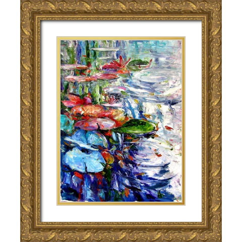 Watter Lilly Gold Ornate Wood Framed Art Print with Double Matting by Kovacs, Anna Brigite