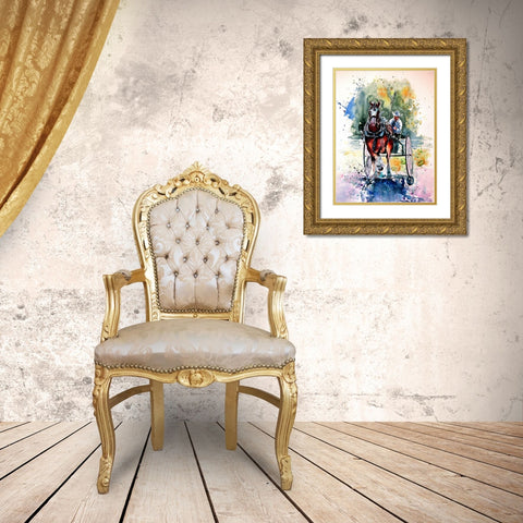 Horse Race Gold Ornate Wood Framed Art Print with Double Matting by Kovacs, Anna Brigite