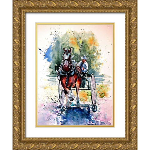 Horse Race Gold Ornate Wood Framed Art Print with Double Matting by Kovacs, Anna Brigite
