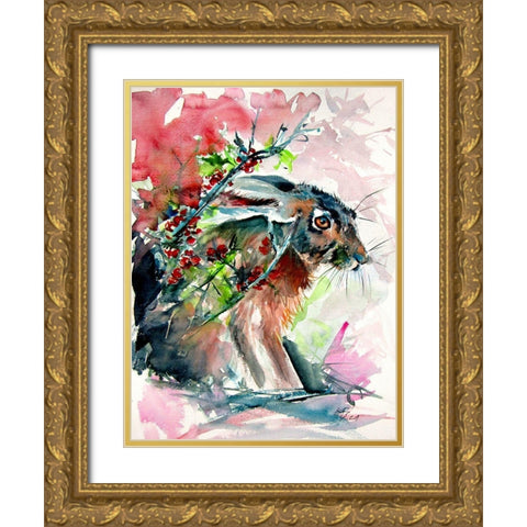 Rabbit in the Grass II Gold Ornate Wood Framed Art Print with Double Matting by Kovacs, Anna Brigite