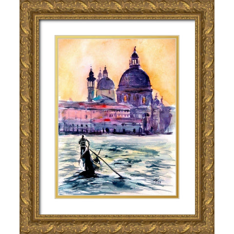 Venice at Sunset Gold Ornate Wood Framed Art Print with Double Matting by Kovacs, Anna Brigite