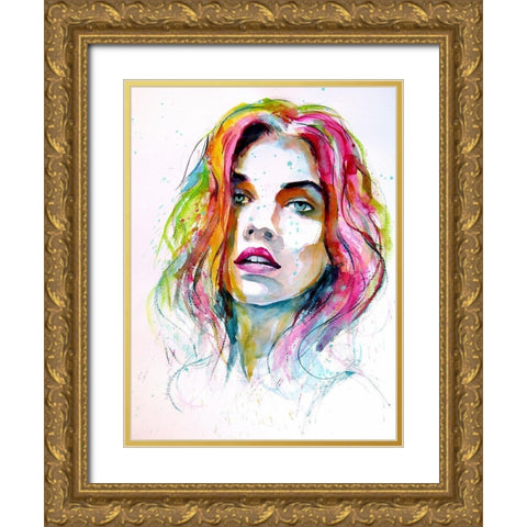 Charming Girl I Gold Ornate Wood Framed Art Print with Double Matting by Kovacs, Anna Brigite