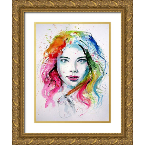 Charming Girl VII Gold Ornate Wood Framed Art Print with Double Matting by Kovacs, Anna Brigite
