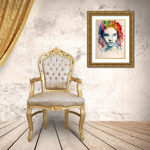 Charming Girl X Gold Ornate Wood Framed Art Print with Double Matting by Kovacs, Anna Brigite