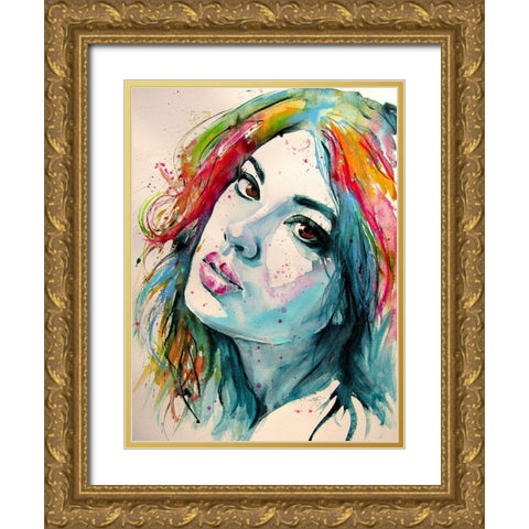 Charming Girl XII Gold Ornate Wood Framed Art Print with Double Matting by Kovacs, Anna Brigite