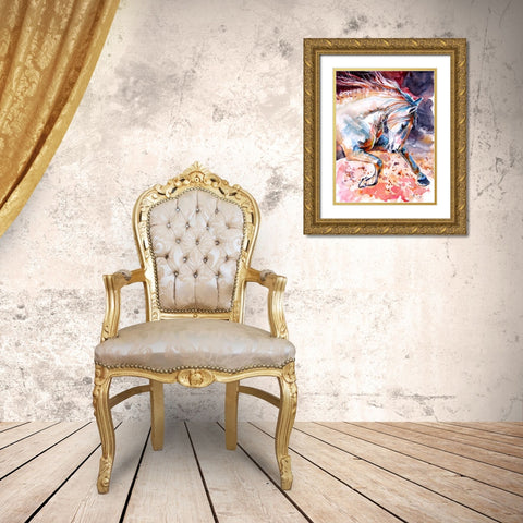 Running Horse I Gold Ornate Wood Framed Art Print with Double Matting by Kovacs, Anna Brigite
