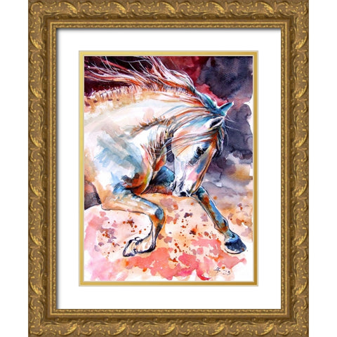 Running Horse I Gold Ornate Wood Framed Art Print with Double Matting by Kovacs, Anna Brigite
