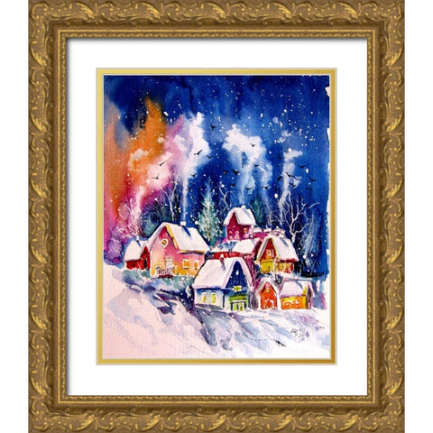 Frozen Village II Gold Ornate Wood Framed Art Print with Double Matting by Kovacs, Anna Brigite