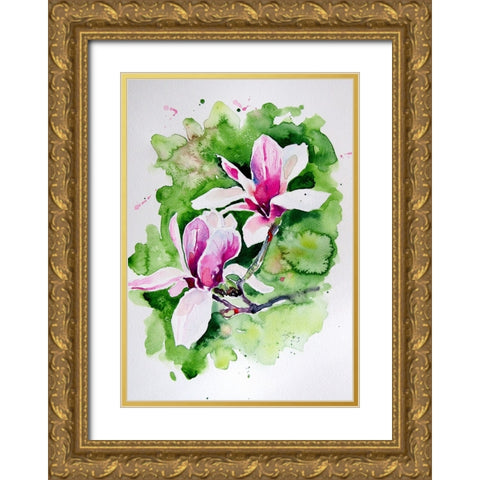 Magnolia Gold Ornate Wood Framed Art Print with Double Matting by Kovacs, Anna Brigite