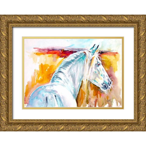 Andalusian Horse III Gold Ornate Wood Framed Art Print with Double Matting by Kovacs, Anna Brigite