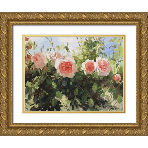 Garden Rose IV Gold Ornate Wood Framed Art Print with Double Matting by Strube, Ling