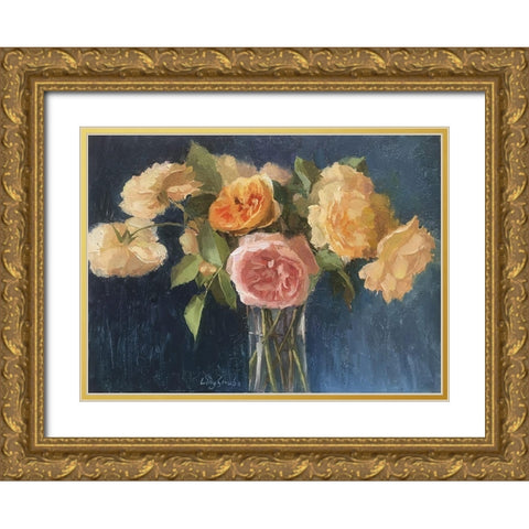 Rose Bouquet Gold Ornate Wood Framed Art Print with Double Matting by Strube, Ling