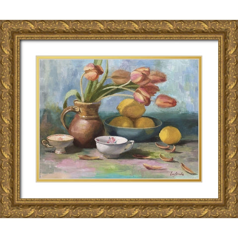 Still Life with Tulips Gold Ornate Wood Framed Art Print with Double Matting by Strube, Ling