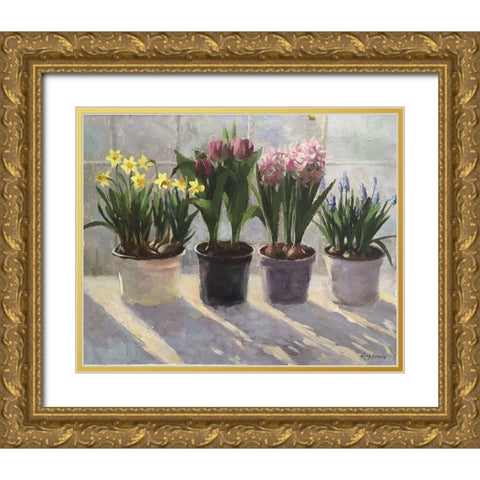 Spring Gathering Gold Ornate Wood Framed Art Print with Double Matting by Strube, Ling