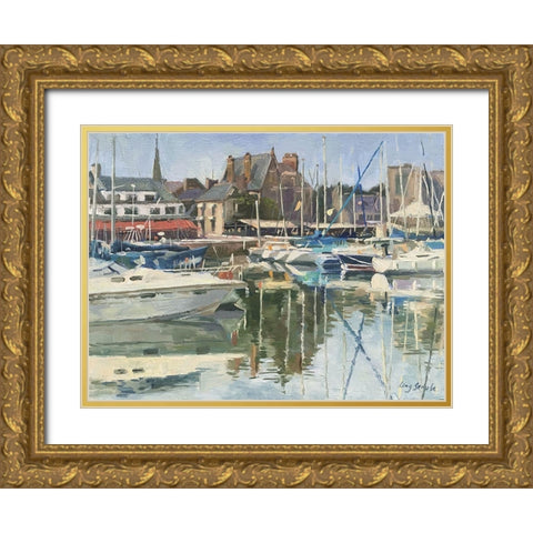 Paimpol Harbour Gold Ornate Wood Framed Art Print with Double Matting by Strube, Ling