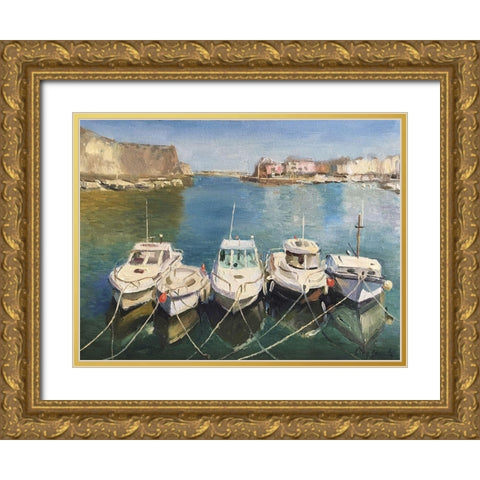 France Harbour II Gold Ornate Wood Framed Art Print with Double Matting by Strube, Ling