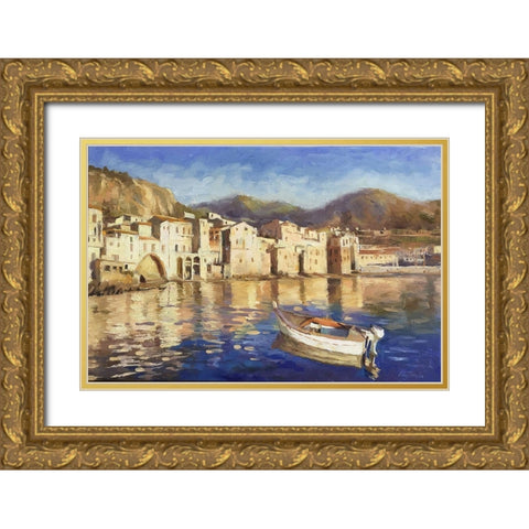 Cefalu, Sicily Gold Ornate Wood Framed Art Print with Double Matting by Strube, Ling