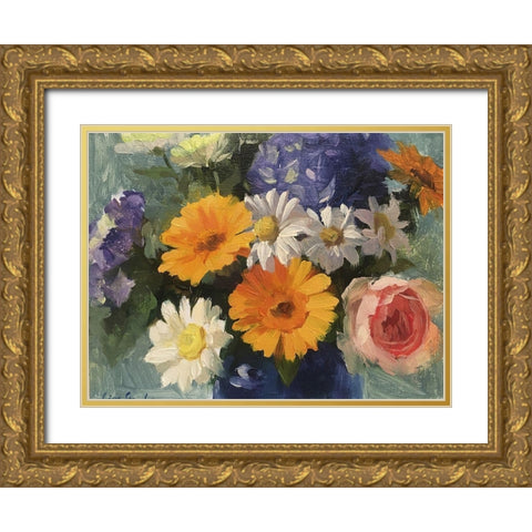 Blossoming Gold Ornate Wood Framed Art Print with Double Matting by Strube, Ling