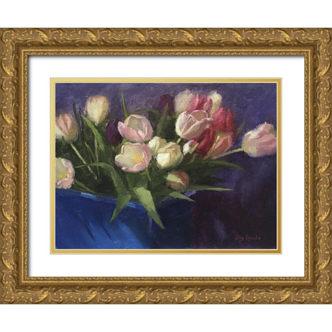 Tulips II Gold Ornate Wood Framed Art Print with Double Matting by Strube, Ling