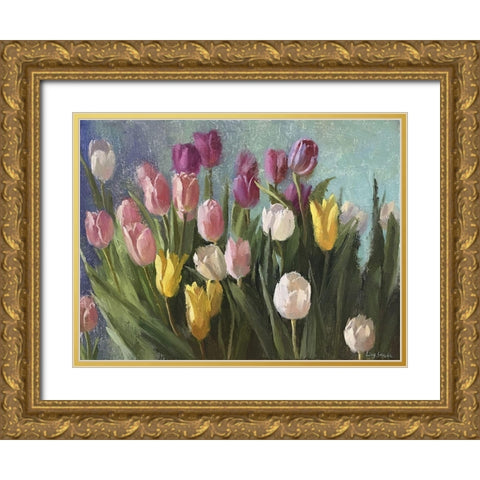 Tulips III Gold Ornate Wood Framed Art Print with Double Matting by Strube, Ling