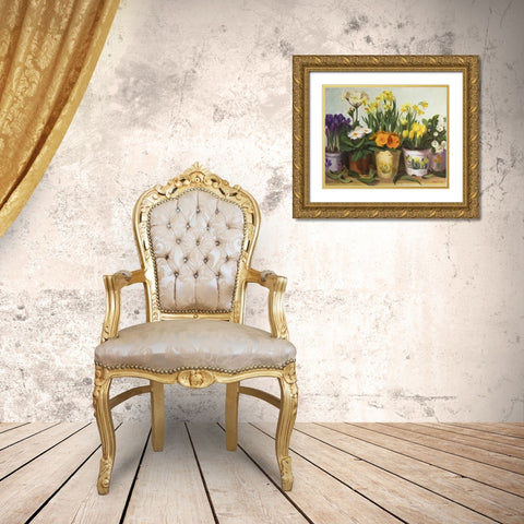 Spring Song Gold Ornate Wood Framed Art Print with Double Matting by Strube, Ling