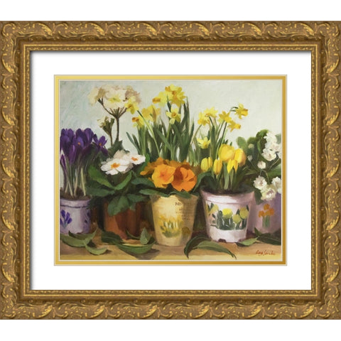 Spring Song Gold Ornate Wood Framed Art Print with Double Matting by Strube, Ling