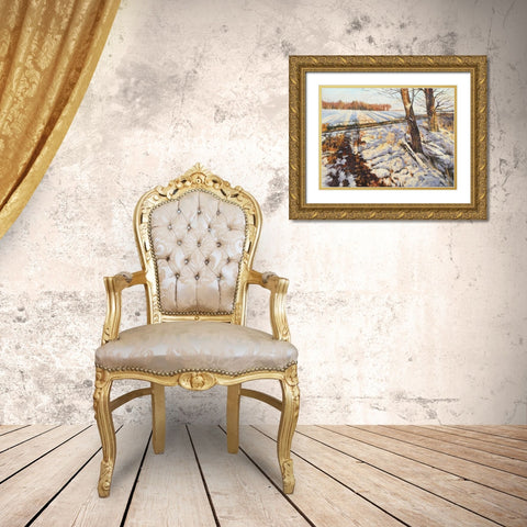 An Evening in Winter Gold Ornate Wood Framed Art Print with Double Matting by Strube, Ling