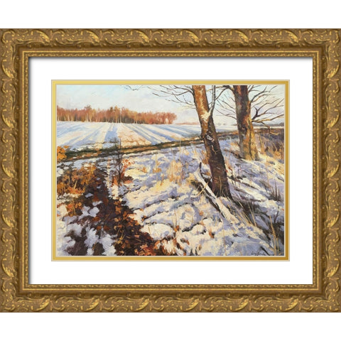 An Evening in Winter Gold Ornate Wood Framed Art Print with Double Matting by Strube, Ling